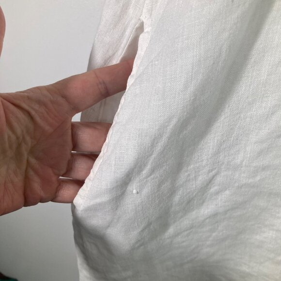 Womens Linen Tunic Round Neck 3/4 Sleeve White L Linen Pockets - Picture 7 of 8